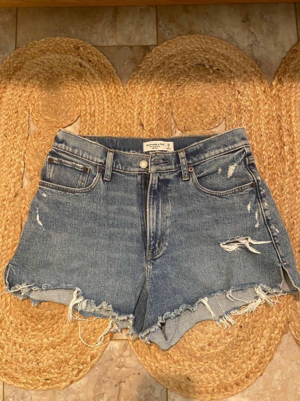 Abercrombie & Fitch Distressed Denim High Rise Cutoff Shorts